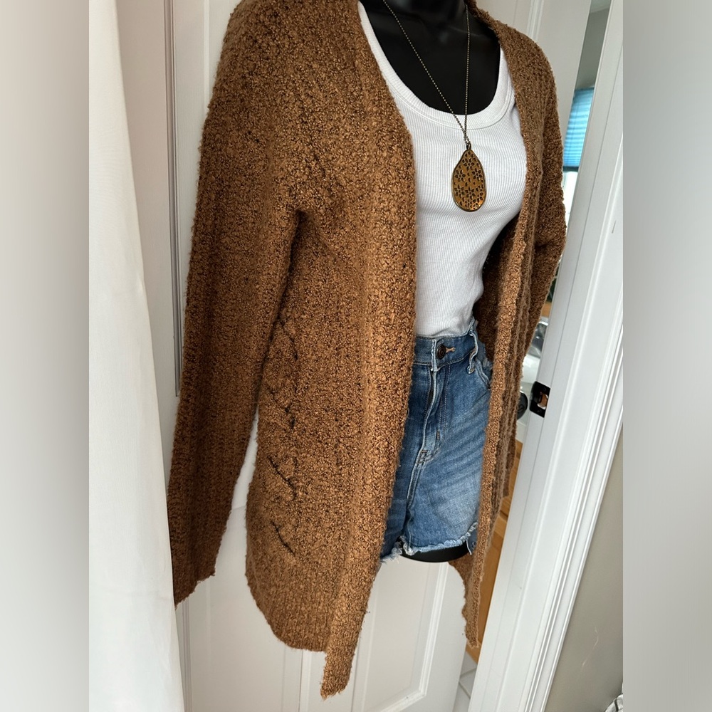 Pink Rose Brown Cardigan- Size Small